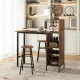 Image 5 for Барний стіл з стільцями Costway Bistro з тримачем винних келихів темно-коричневий