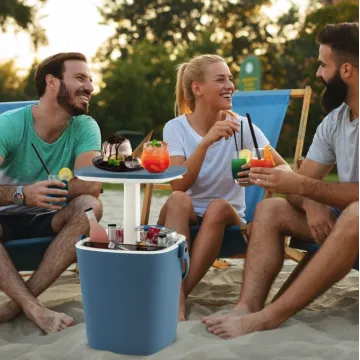 Стіл-холодильник Costway Gobar 3-в-1 з підйомною кришкою 15L синій