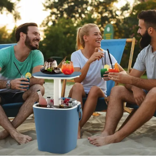 Стіл-холодильник Costway Gobar 3-в-1 з підйомною кришкою 15L синій