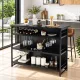 Image 7 for Кухонний острів Costway Industrial Wine Bar у стилі лофт з 4 відкритими поличками