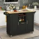 Image 3 for Кухонний острів Costway Rolling Island Wine на колесах з розкладною стільницею чорний