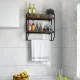 Image 2 for Полиця навісна Costway Loft Wall Shelf для ванної з тримачем для рушників лофт коричневий