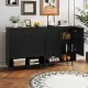Image 5 for Комод кухонний Costway Rubberwood Kitchen з шафкою та нішею чорний
