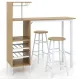 Image 1 for Барний стіл з стільцями Costway Bistro з тримачем винних келихів натуральний