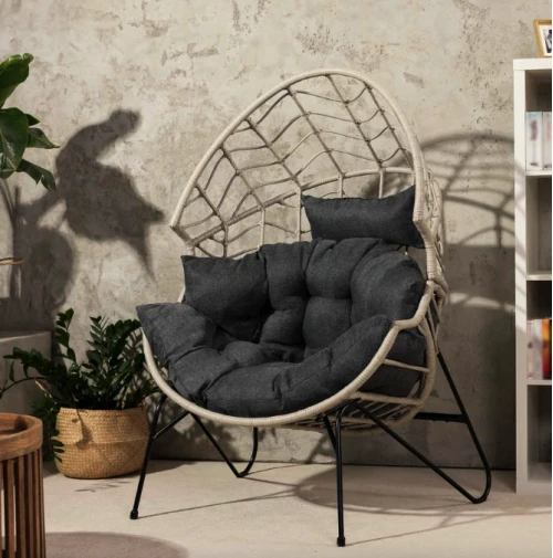 Ротанговое кресло-кокон Di Volio Alcamo для отдыха серый