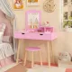 Image 2 for Детский туалетный столик Costway Drawers с 2 ящиками и стулом розовый
