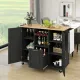 Image 2 for Кухонний острів Costway Rolling Island Wine на колесах з розкладною стільницею чорний