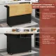 Image 7 for Кухонний острів Costway Rolling Island Wine на колесах з розкладною стільницею чорний