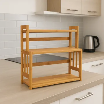 Полиця-органайзер Costway Bamboo кухонна стійка бамбук 3 полки