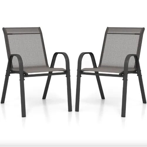 Комплект садових стільців Costway Patio з підлокітниками сірий
