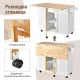 Image 9 for Кухонний острів Costway Multi-Storage Kitchen на колесах з розкладною стільницею, білий