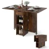 Складаний обідній стіл-трансформер Costway Compact Dining на коліщатках із полицями лофт коричневий