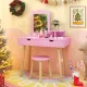 Image 6 for Детский туалетный столик Costway Drawers с 2 ящиками и стулом розовый