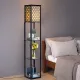 Image 9 for Стеллаж-торшер Costway Lumina Solo Lattice 160 с декоративными абажурами на 3 полки лофт, черный