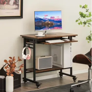 Компьютерный стол Costway Otto с выдвижной подставкой для клавиатуры