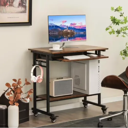 Компьютерный стол Costway Otto с выдвижной подставкой для клавиатуры