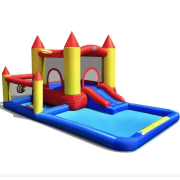 Надувний водний центр Costway Happyland з гіркою 400см з вентилятором