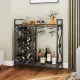 Image 3 for Винный шкаф-консоль Costway Vintage Wine Table напольный с деревянной столешницей и полками лофт, коричневый