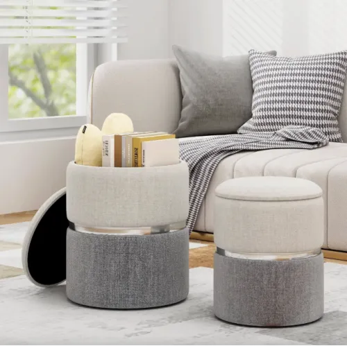 Пуф Costway Rosana велюровий комплект 2 штуки сірий