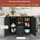 Image 6 for Кухонний острів Costway Rolling Island Wine на колесах з розкладною стільницею чорний