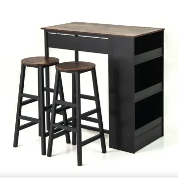 Барний стіл та 2 барні стільці Costway Picmi в стилі Loft