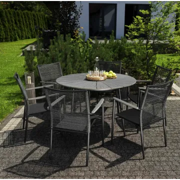 Комплект садових меблів Di Volio Arona 6+1 чорний/сірий