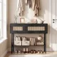 Image 5 for Стол-консоль Costway Stockholm Rattan с полкой в прихожую лофт черный