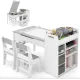 Image 1 for Детский набор Costway Fantastik 3 в 1: стол, 2 стулья, мольберт белый