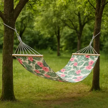 Гамак Jumi Garden тканинний з планкою та чохлом тропік