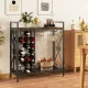Image 10 for Винный шкаф-консоль Costway Vintage Wine Table напольный с деревянной столешницей и полками лофт, коричневый