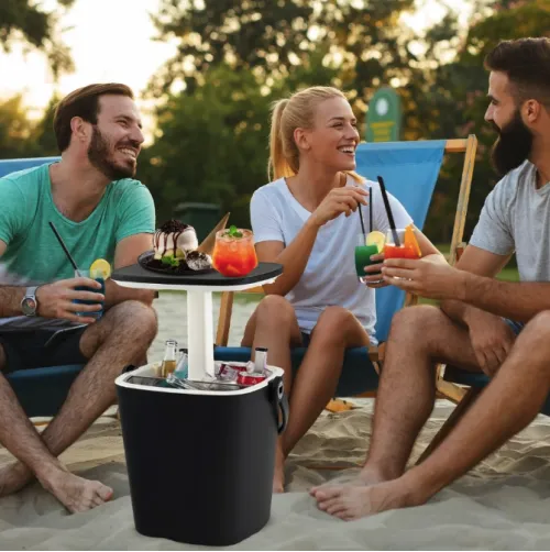 Стіл-холодильник Costway Gobar 3-в-1 з підйомною кришкою 15L чорний