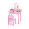 Детский туалетный столик Costway Princess Glow со стулом и розовой LED подсветкой.