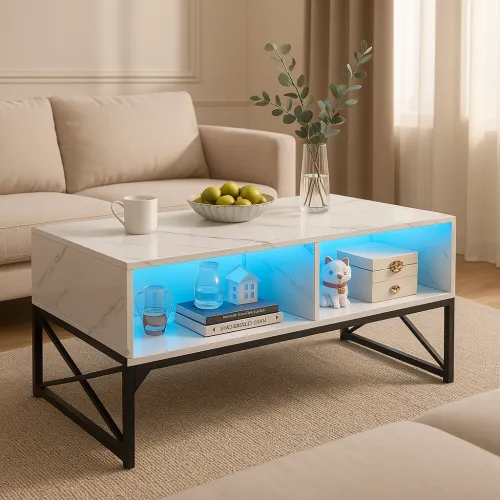 Журнальний стіл Costway Moderne з підсвіткою мармуровий