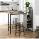Барний стіл з стільцями Costway Bistro з тримачем винних келихів сірий