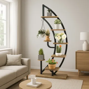 Стелаж для квітів Costway Ruta у формі півмісяця коричневий