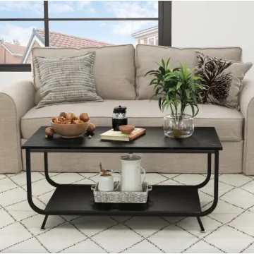 Журнальний стіл Costway Marble двоярусний чорний