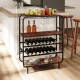 Image 4 for Стелаж винний Costway Liquor Bar підлоговий лофт на 16 пляшок із тримачем келихів