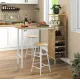 Image 4 for Барний стіл з стільцями Costway Bistro з тримачем винних келихів натуральний