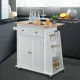 Image 4 for Кухонный остров Costway Rubberwood Kitchen на колесах со шкафчиком и полками белый