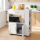 Image 3 for Кухонный остров Costway Microwave на колесах со шкафчиком и ящиком белый