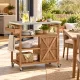 Image 3 for Стол-тележка Costway Wooden Kitchen для гриля и барбекю со столешницей из нержавеющей стали на колесах