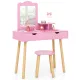 Image 1 for Детский туалетный столик Costway Drawers с 2 ящиками и стулом розовый
