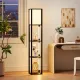 Image 2 for Стеллаж-торшер Costway Lumina Duo-Light Pro с комбинированной LED подсветкой и абажуром на 3 полки лофт, черный
