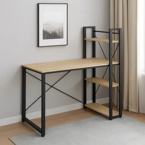 Компьютерный стол Leobert Devoko с боковыми полками в стиле Loft натуральный
