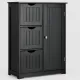 Image 1 for Тумба-комод напольная Costway Bali Bamboo на 3 ящика и дверцу черная