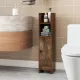 Image 2 for Пенал-шкаф для ванны Costway SlimBath Cabinet напольный с полками и дверцей коричневый