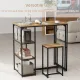 Image 6 for Комплект мебели Costway Brooklyn Counter 3-in-1 барный стол с полками и 2 стульями лофт коричневый