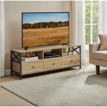 Тумба під телевізор Leobert Kamila в стилі Loft з 3 шухлядами натуральний